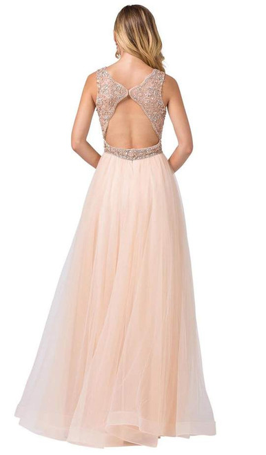 Dancing Queen 2520 Sleeveless Embellished Deep V-neck Gown