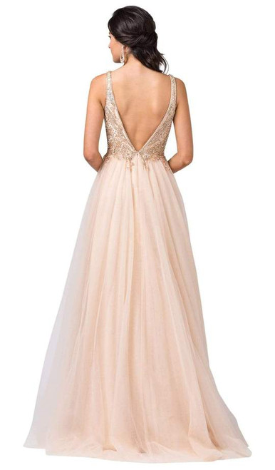 Dancing Queen 2514 Sleeveless V-neck Bejeweled Bodice Gown