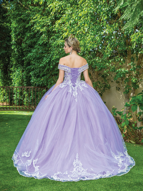 Dancing Queen 1566 Cap Sleeve Appliqued Scoop Neck Ballgown