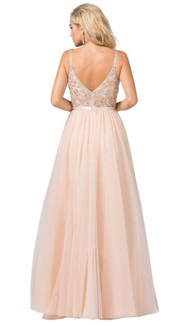 Dancing Queen 2519 Sleeveless Embroidered Bodice Tulle Gown