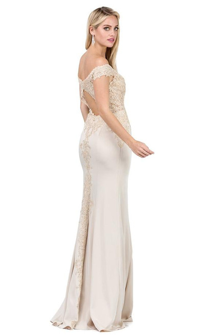 Dancing Queen 2440 Adorned Illusion Off Shoulder Long Gown