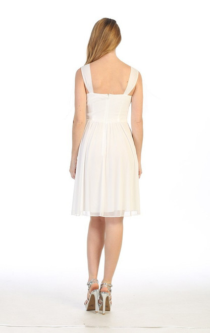 Celavie 6491 Chiffon Ruched Short Sleeveless Short Dress