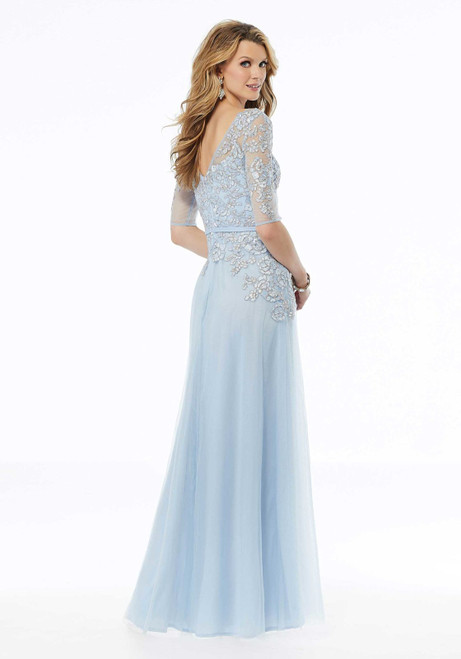 Morilee MGNY 72128 Illusion Neck Beaded A-line Evening Gown