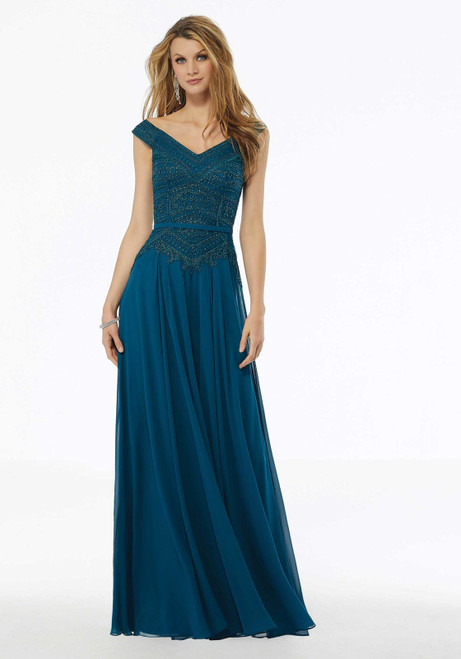 Morilee MGNY 72134 Embroidery Beaded A-line Evening Gown