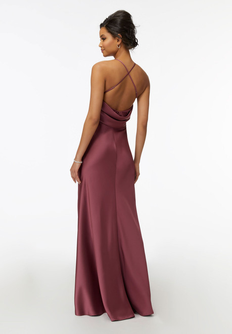 Morilee Bridesmaids 21740 Cowl Back V-Neck Satin Dress