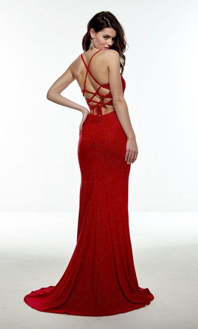 Alyce Paris 61045 Cowl Neck Straight Long Red Prom Dress
