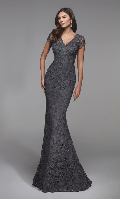 Alyce Paris 27478 V-neck Straight Formal Long Lace Dress
