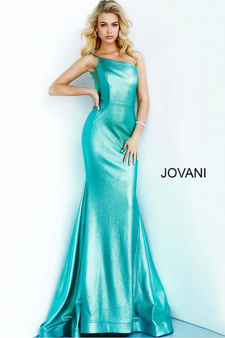 Jovani JVN02136 Sleeveless Asymmetric Neck Mermaid Gown