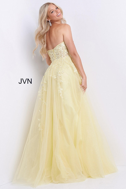 Jovani JVN05811 Strapless Sweetheart Lace Appliqued Dress