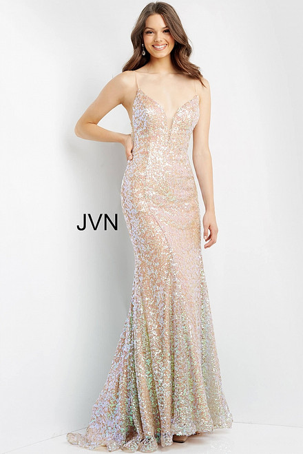 Jovani JVN07594 Sleeveless Iridescent Sequined Sexy Dress