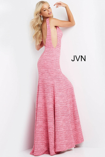Jovani JVN08508 Plunging Neck Illusion Panel Glitter Dress