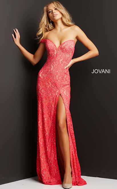 Jovani 08684 Embellished High Slit Prom Gown
