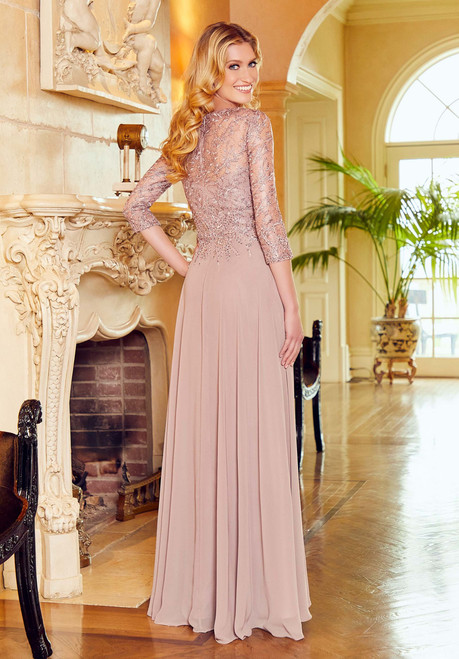 Morilee MGNY 72524 V-neck Three-quarter Sleeve Evening Gown