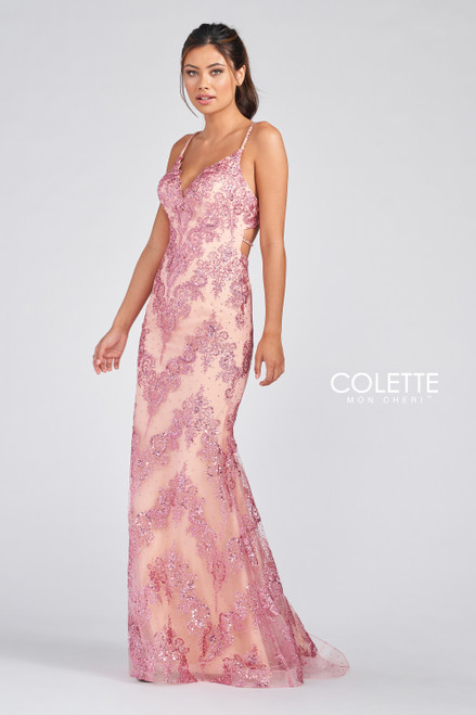 Colette by Daphne CL12245 Spaghetti Strap V-neck Gown