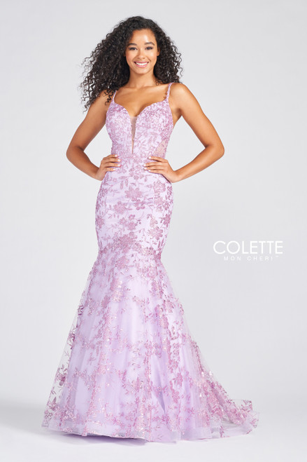 Colette by Daphne CL12242 V-neck Spaghetti Strap Gown