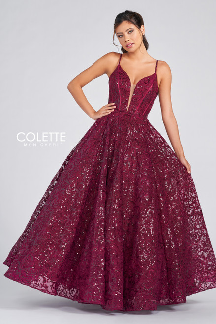 Colette by Daphne CL12264 V-neck Spaghetti Strap Gown