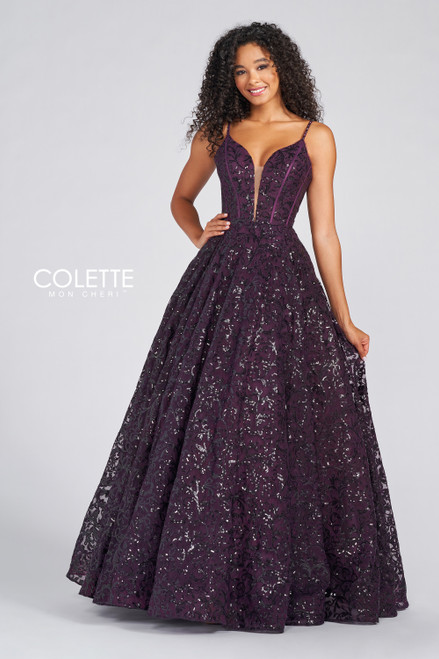 Colette by Daphne CL12264 V-neck Spaghetti Strap Gown