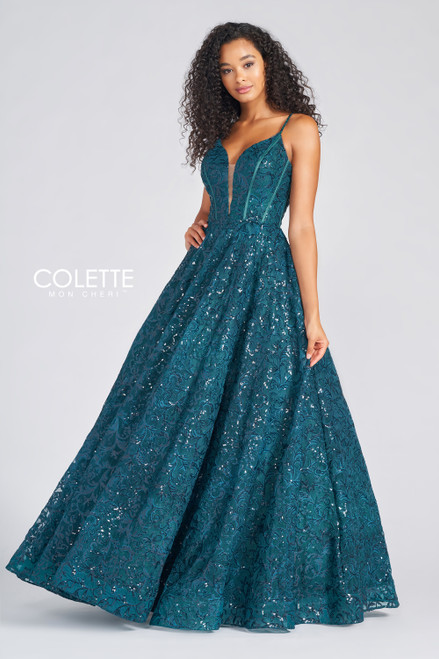 Colette by Daphne CL12264 V-neck Spaghetti Strap Gown