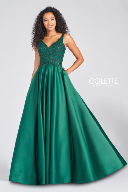 Colette by Mon Cheri CL12271 Sleeveless Satin V-neck Gown