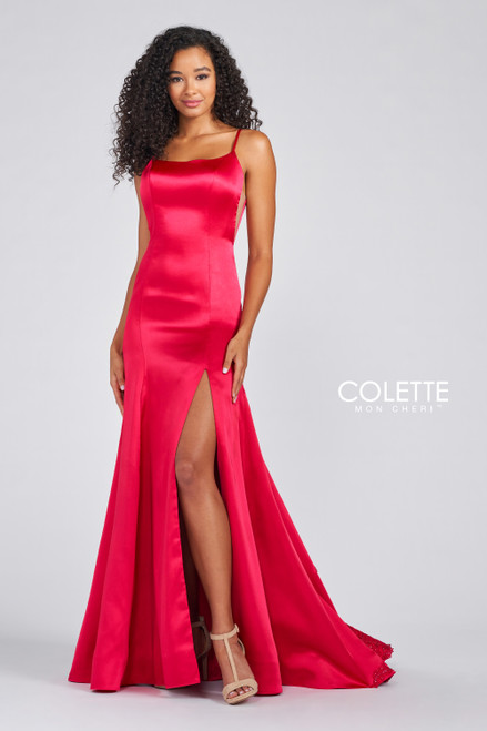 Colette by Daphne CL12274 Spaghetti Strap Satin Gown