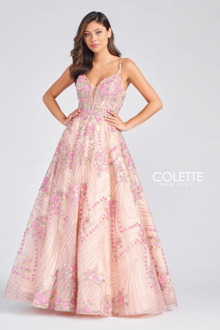 Colette by Daphne CL12279 Spaghetti Strap V-neck Gown