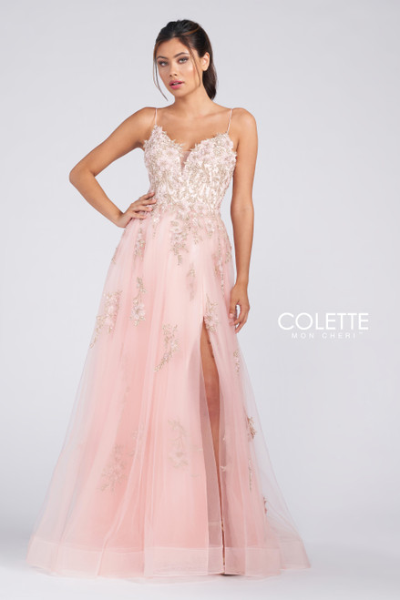 Colette by Daphne CL12208 Beaded Lace Glitter Tulle Gown