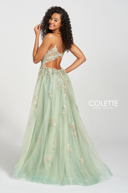 Colette by Daphne CL12208 Beaded Lace Glitter Tulle Gown