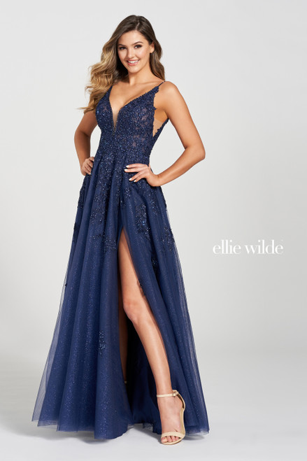 Ellie Wilde by Mon Cheri EW122102 Embroidered Lace Long Gown
