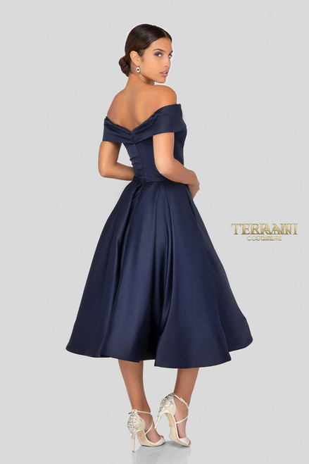 Terani Couture 1912C9656 Off-shoulder Tea Length Dress