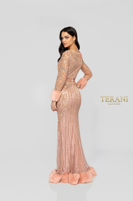 Terani Couture 1911GL9499 Low Illusion Neck Beaded Long Gown