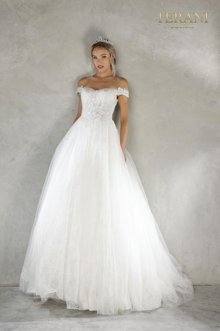 Terani Couture 2215P0034 Off Shoulder A-Line Wedding Dress