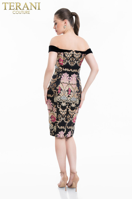 Terani Couture 1821C7021 Off-Shoulder Knee-Length Dress