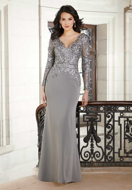 Morilee MGNY 72514 V-neckline Lace and Sequin Evening Gown