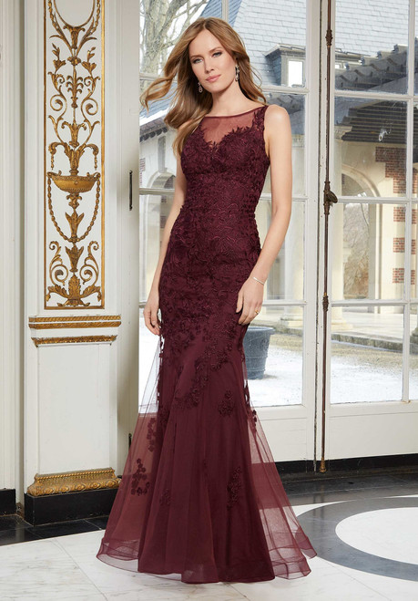 Morilee MGNY 72633 Sleeveless Illusion Bateau Net Long Dress