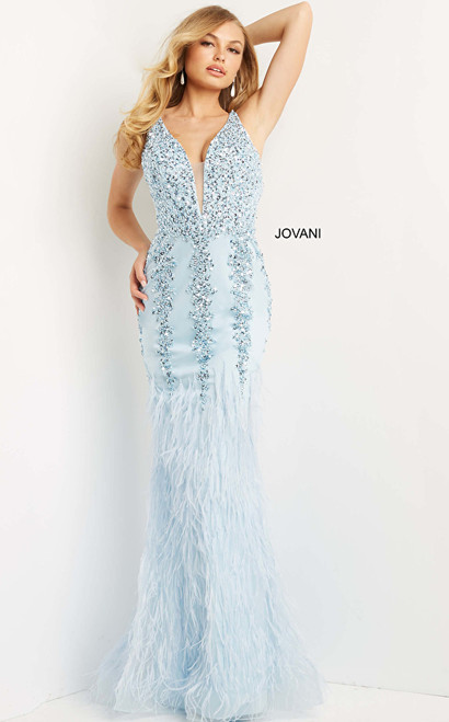 Jovani 08140 Sleeveless Plunging Neck Embellished Prom Dress