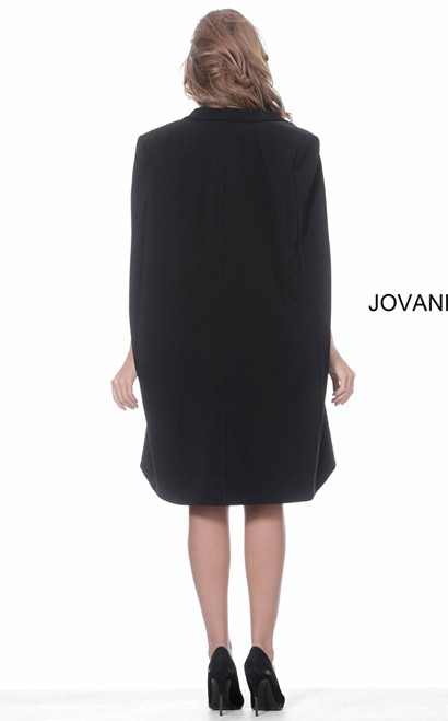 Jovani 3551 Bateau Neck Sleeveless Cape Sheath Short Dress