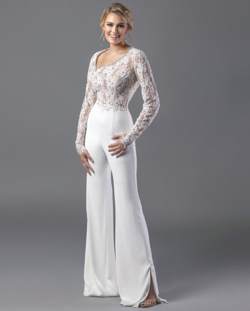 Alina Voce By Jovani AVS68277 Long Sleeve Bridal Jumpsuit