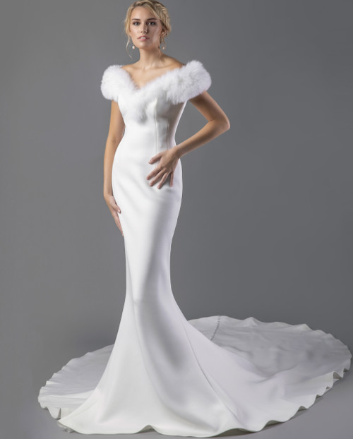 Alina Voce By Jovani AV05378 Off Shoulder Long Wedding Dress