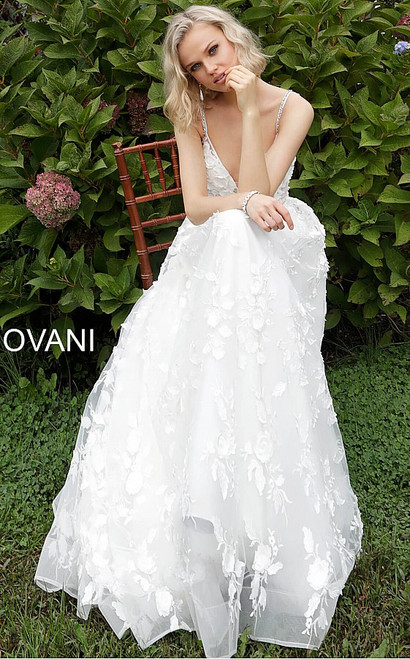 Jovani JB63363 Beaded Floral Embroidered Floral Wedding Gown