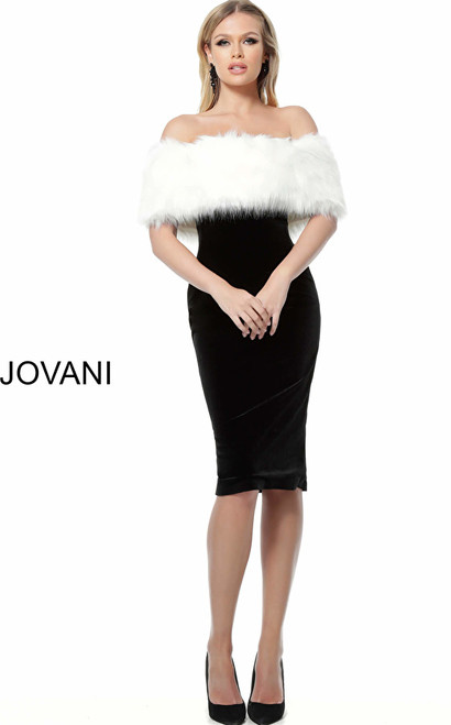 Jovani 63883 Sleeveless Straight Neck Velvet Cocktail Dress