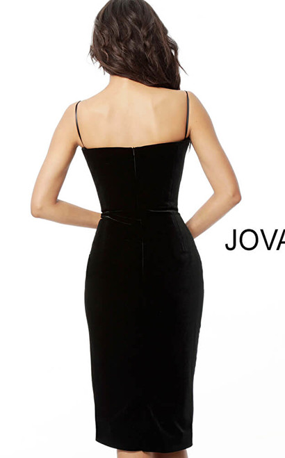 Jovani 63883 Sleeveless Straight Neck Velvet Cocktail Dress