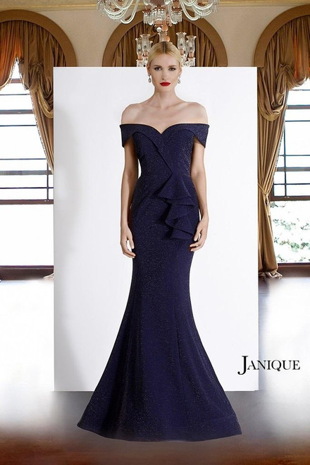 Janique 2936 Sweetheart Neck Off Shoulder V-neck Long Gown