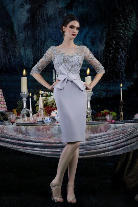 Janique 1906 Quarter Length Sleeves Embroidered Fitted Dress