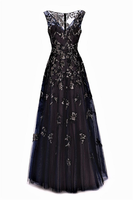 Janique 71222 Sleeveless V-neck Sheer Long Evening Dress