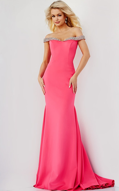 Jovani 08436 Off Shoulder Sheath Floor Length Prom Dress