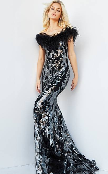 Jovani 22346 Off-shoulder Sequin Floor Length Prom Dress