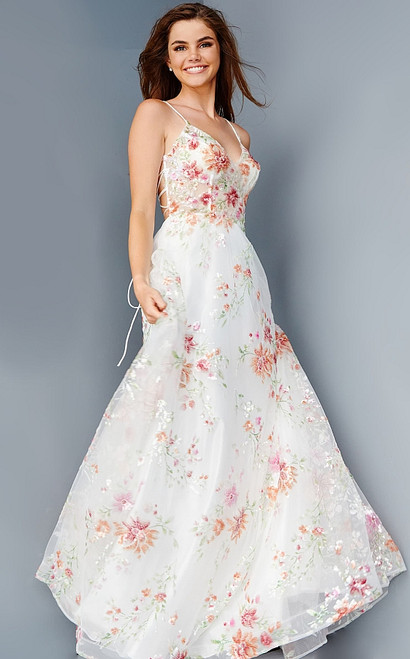 Jovani JVN23212 Sleeveless Floral Embellished Prom Dress