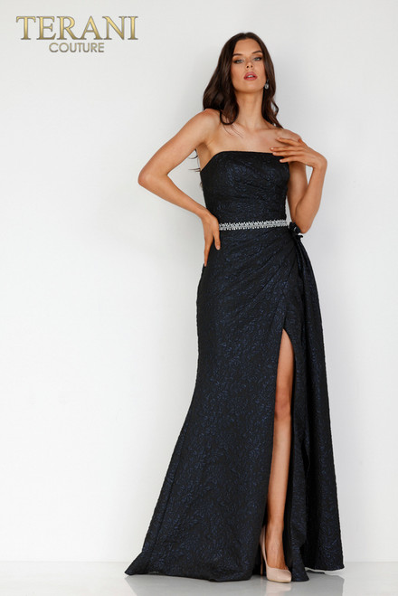 Terani Couture 2011E2105 Strapless Pleated Evening Long Gown
