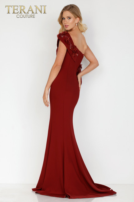 Terani Couture 2021E2824 Asymmetric Neck One-Shoulder Dress