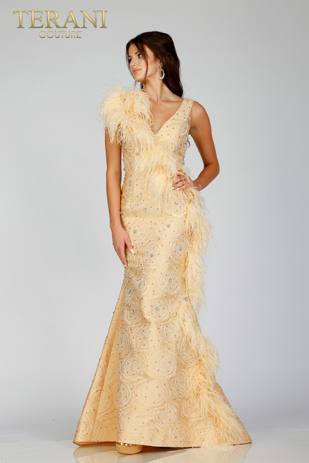 Terani Couture 231E0314 Brocade Sleeveless Mermaid Long Gown